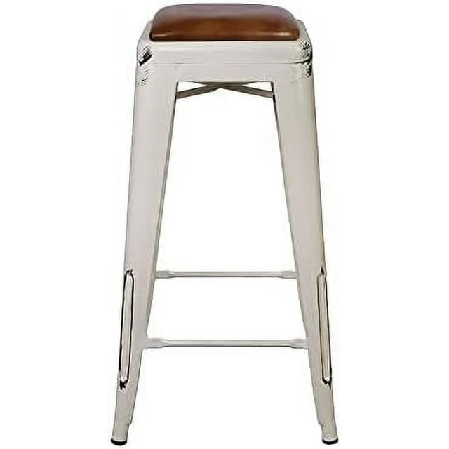 Design Group Gunmetal 24" Metal Counter Stools with Light Wooden Seat(4
