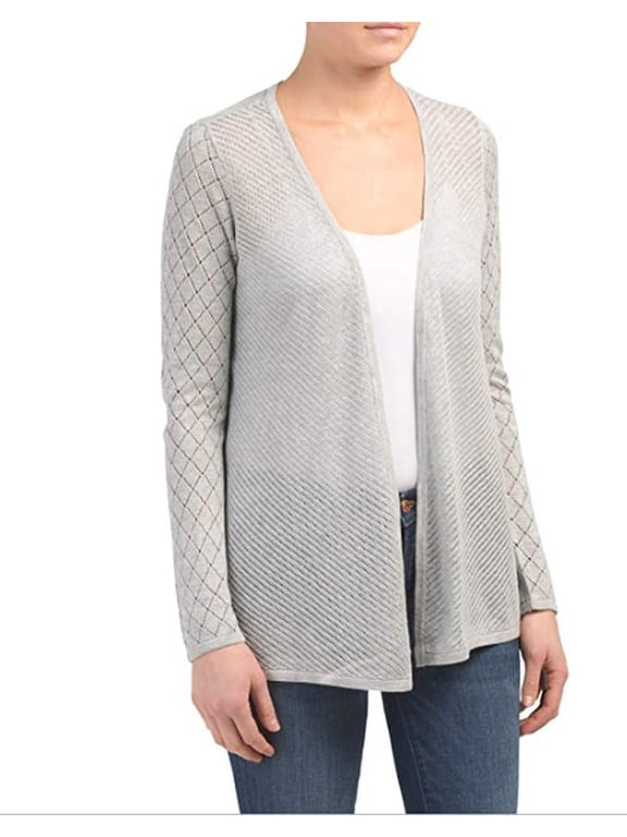 Diamond Patterned Open Cardigan, Foggy Heather Grey - Small