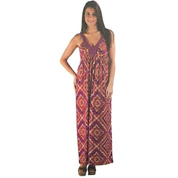 Design History Ladies' Maxi Dress-Black (X-Large, Grape Poppy)