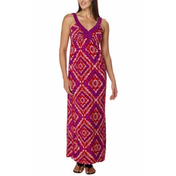 Design History Ladies V-Neck Maxi Dress Grape Poppy  (XXL)