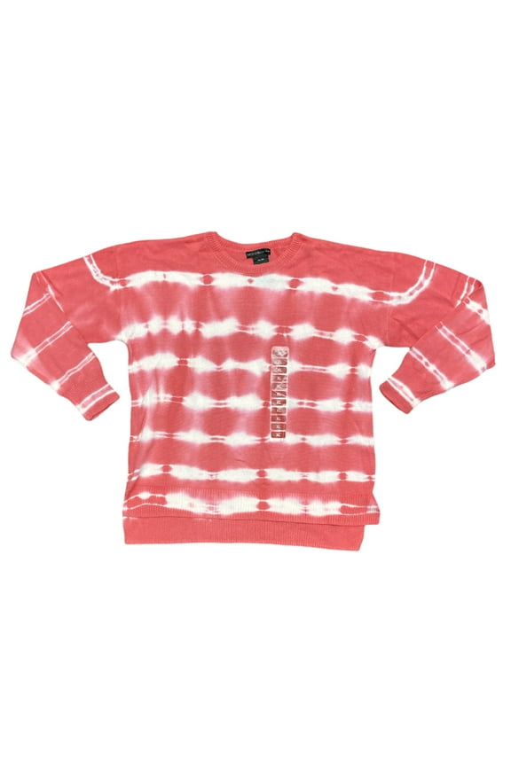 Women's Lightweight Knit Tie Dye Sweater (Pink Horizontal, XXL)