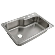 Stainless Steel Single Bowl Drop-In Kitchen Sink, 18-Gauge 304, 3-Hole, 33 x 22 x 8 in.