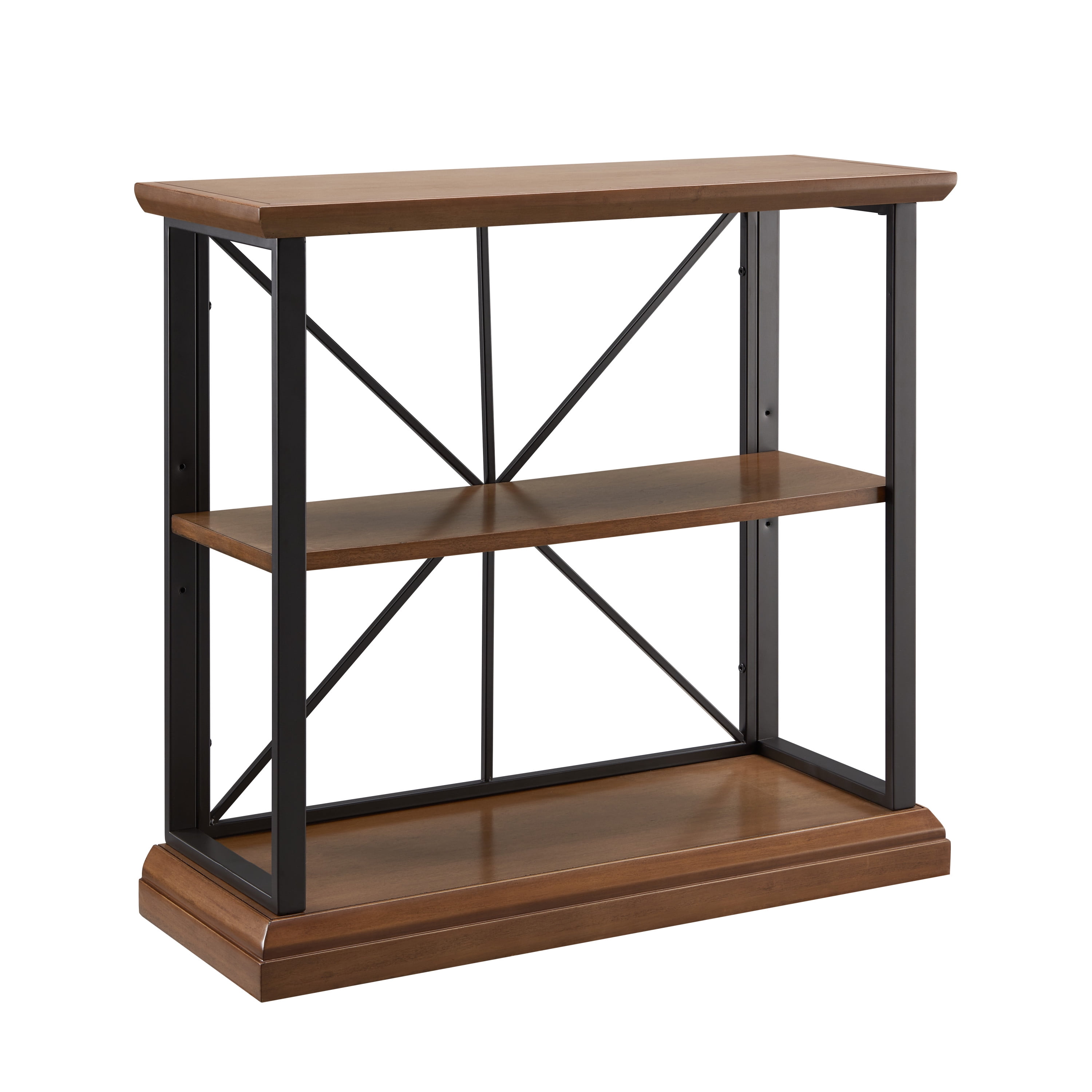 Espresso Adjustable Wood and Metal Bookshelf, 30"
