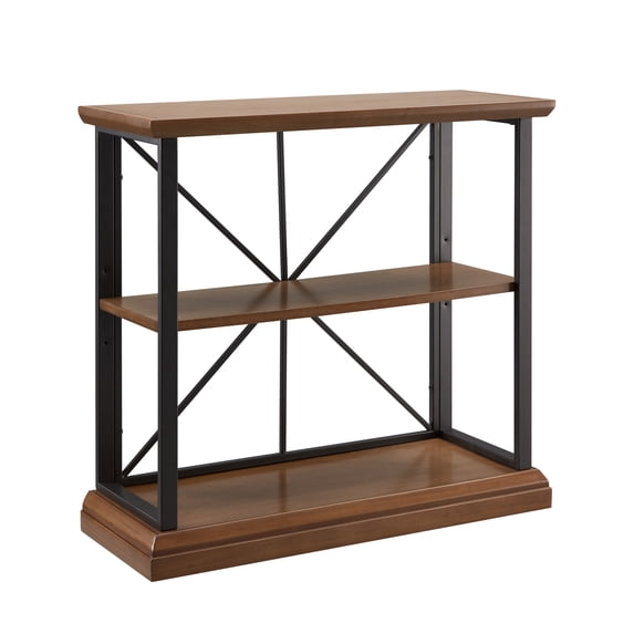 Leick Home Finnick Mixed Metal and Wood 3-Shelves Adjustable Bookcase in Willow/Gunmetal