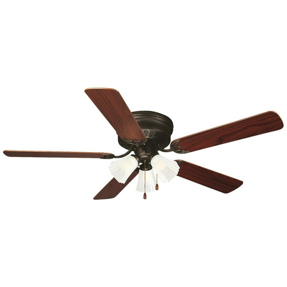 Design House 153411 Millbridge 52-Inch Traditional Indoor Hugger/Low Profile Mount Ceiling Fan with Light Kit, Reversible Blades, Oil Rubbed Bronze