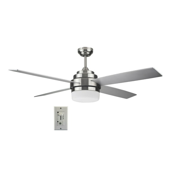 Design House Cali 52" Indoor Ceiling Fan with LED Kit, 4-Blades, and Wall Control, Brushed Nickel