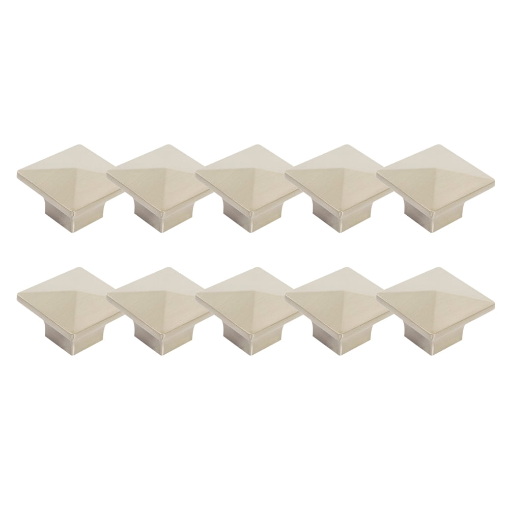 Brushed Nickel Square Cabinet Knob 10-Pack with Mounting Hardware