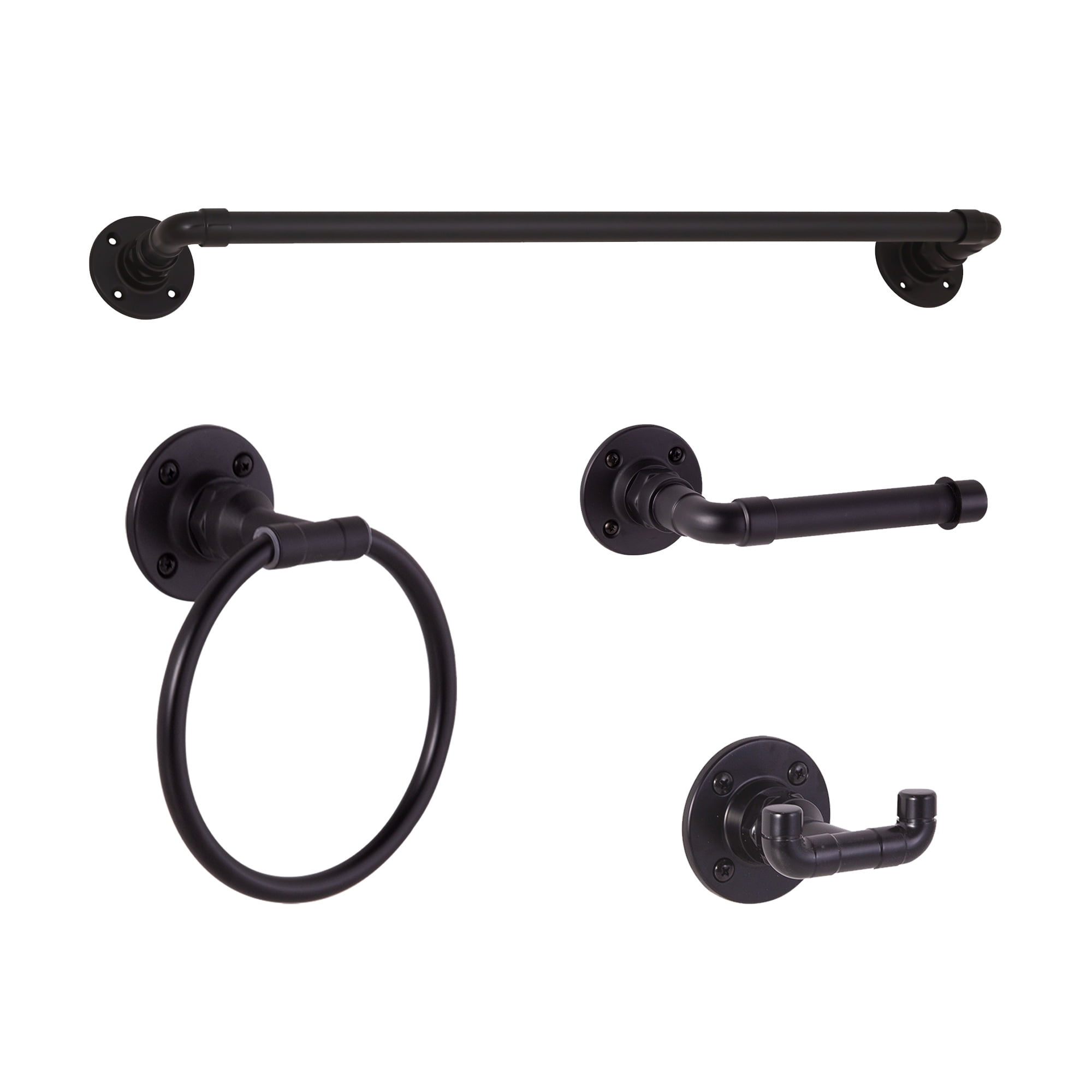 Satin Black Metal 4-Piece Bathroom Accessory Kit
