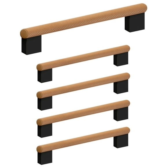 Design House 189472-GDB Porter Cabinet and Drawer Pull, 5-Inch (128mm) Center to Center, Satin Gold and Matte Black, 5-Pack