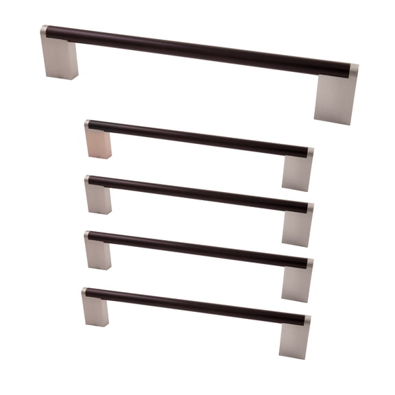 Design House 189480-BSN Stone Ridge Center to Center Cabinet and Drawer Pull 3.75-inch in Matte Black and Satin Nickel 5-Pack