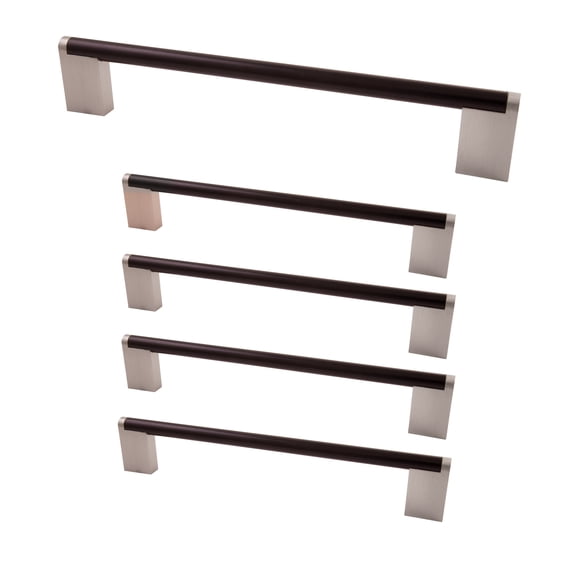 Design House 189480-BSN Stone Ridge Center to Center Cabinet and Drawer Pull 3.75-inch in Matte Black and Satin Nickel 5-Pack
