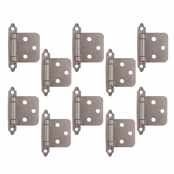 Design House Steel 10-Pack Overlay Hinges for Kitchen Cabinets, Satin Nickel