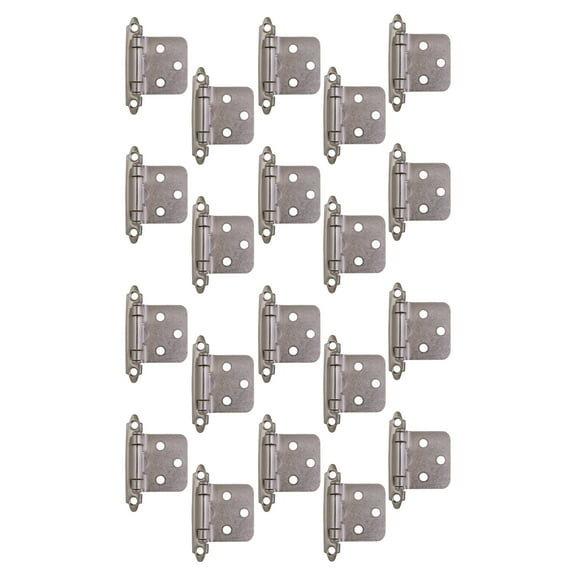 Design House Steel 20-Pack Overlay Hinges for Kitchen Cabinets, Satin Nickel