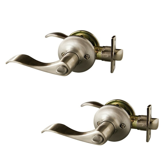 Design House 2-Pack Stratford 6-Way Universal Privacy Bed and Bath Door Lever, Satin Nickel