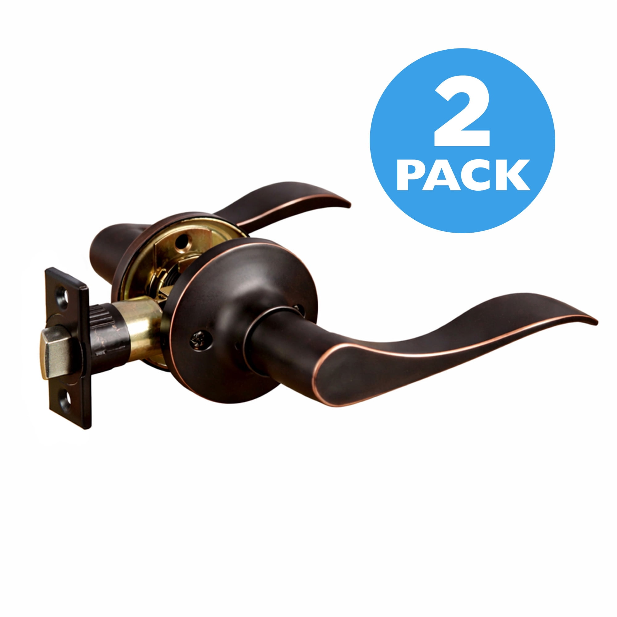 Oil Rubbed Bronze Passage Hall and Closet Door Lever, 2-Pack