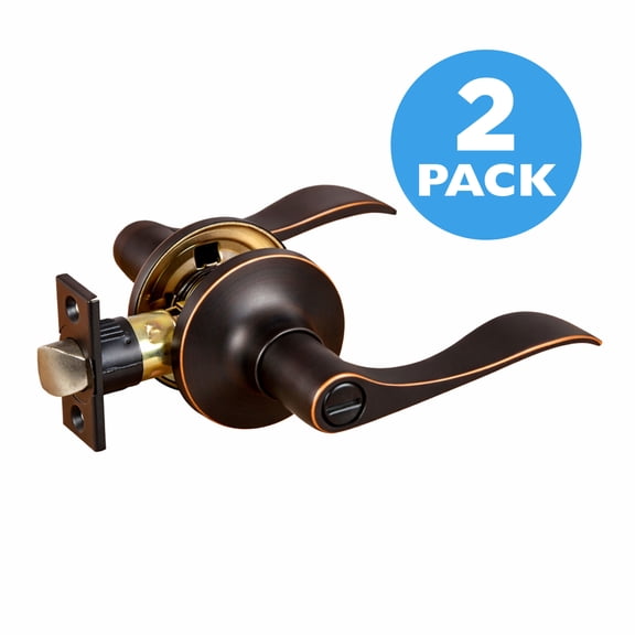 Oil Rubbed Bronze Privacy Bed and Bath Door Lever, 2-Pack