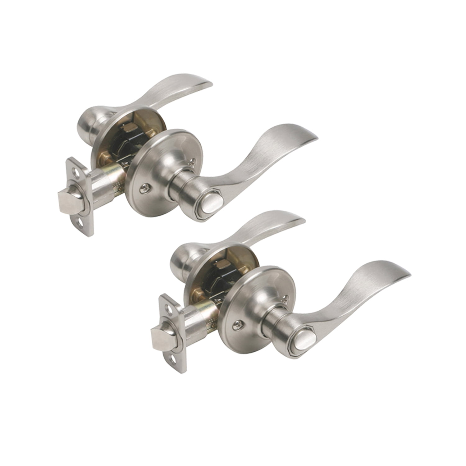 Design House 190546 Springdale Privacy Bed and Bath Door Lever Satin Nickel 2-Pack