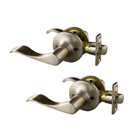 Design House 2-Pack Stratford 6-Way Universal Passage Hall and Closet Door Lever, Satin Nickel