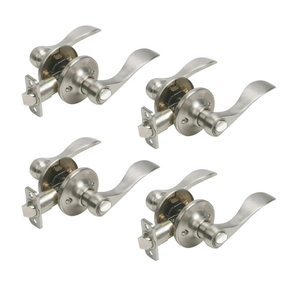 Design House 190652 4-Pack Springdale 2-Way Adjustable Privacy Door Handle Satin Nickel