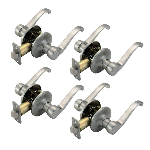 Design House 190678 4-Pack Scroll 2-Way Adjustable Passage Door Handle Satin Nickel