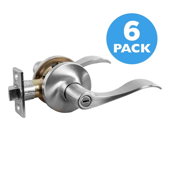 Satin Nickel Privacy Door Lever, 6-Pack
