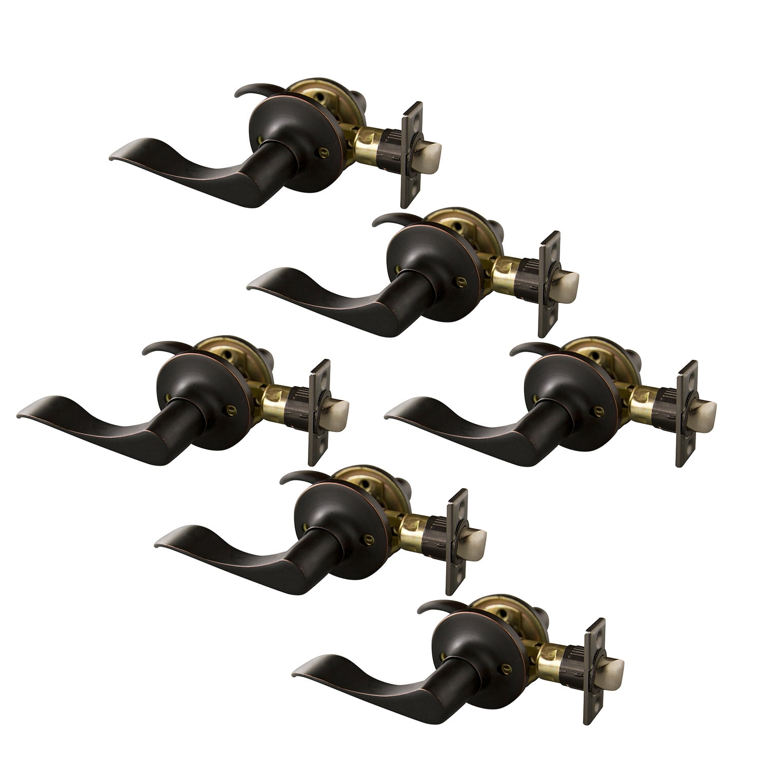 Design House 6-Pack Stratford 6-Way Universal Passage Hall and Closet Door Lever, Oil Rubbed Bronze