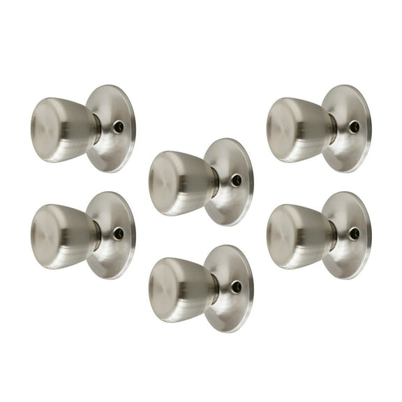 Design House Terrace 6-Pack Interior Non-Turning One-Sided Dummy Door Knobs, Satin Nickel