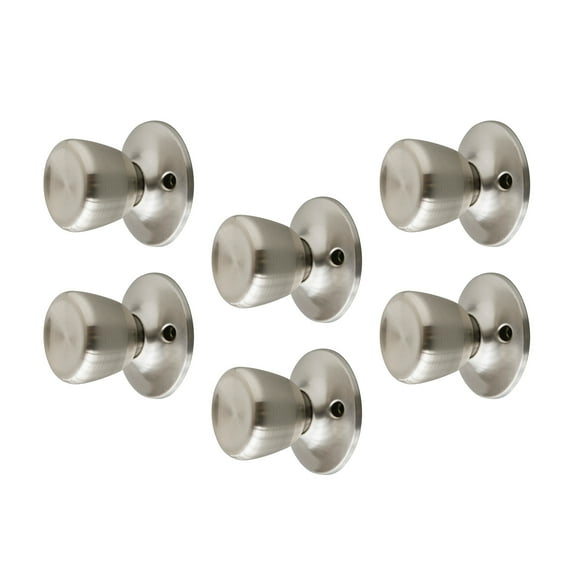 Design House Terrace 6-Pack Interior Non-Turning One-Sided Dummy Door Knobs, Satin Nickel