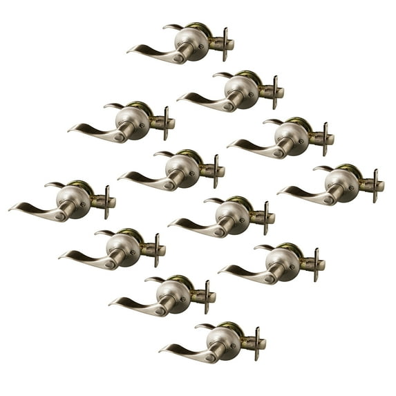 Design House Stratford 12-Pack 6-Way Universal Privacy Bed and Bath Door Lever, Satin Nickel