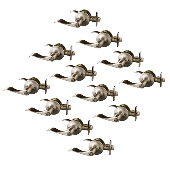 Design House Stratford 12-Pack 6-Way Universal Privacy Bed and Bath Door Lever, Satin Nickel