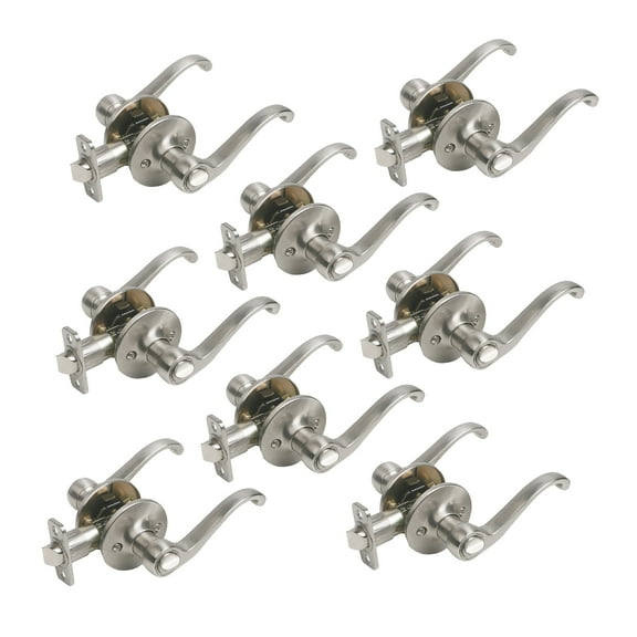 Design House Scroll 8-Pack Privacy 2-Way Bed and Bath Door Lever, Satin Nickel