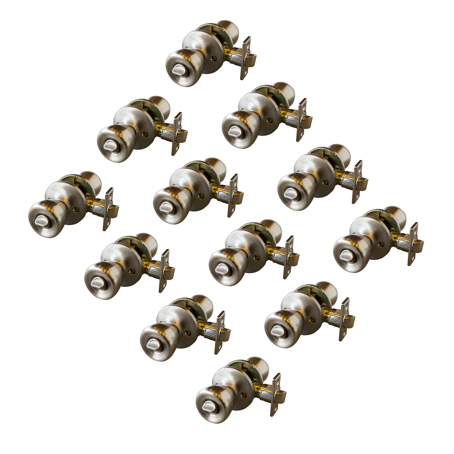 Design House 190835 Terrace 6-Way Universal Privacy Bed and Bath Door Knob Satin Nickel 12-Pack