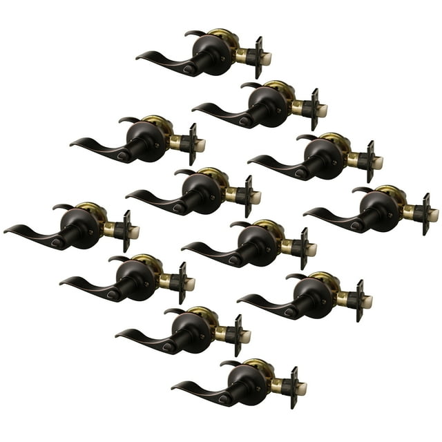 Design House Stratford 12-Pack 6-Way Universal Privacy Bed and Bath Door Lever, Oil Rubbed Bronze