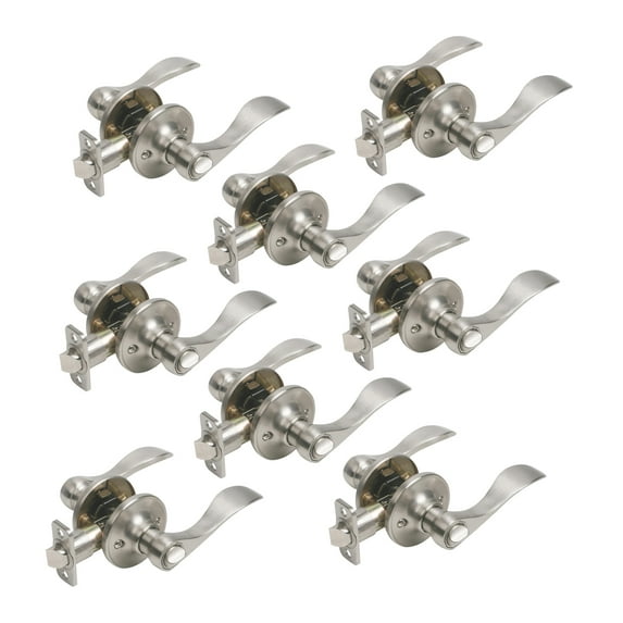 Design House Springdale 8-Pack Universal Interior Bed/Bath Privacy Door Handle, Satin Nickel