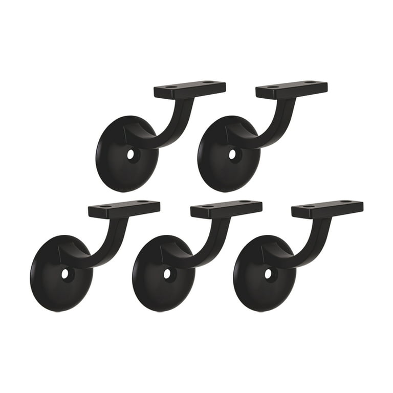 Design House Jumbo Hand Rail Bracket for Railings Stairways in Office Home or Any Room Matte Black, 5-Pack
