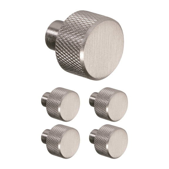 Design House Porter 5-Pack Contemporary 1" Round Cabinet Knobs, Satin Nickel