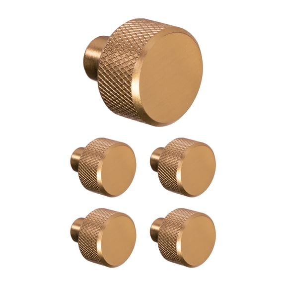 Design House Porter 5-Pack Contemporary 1" Round Cabinet Knobs, Satin Gold