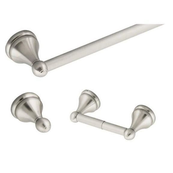 Design House 3 -Piece Allante Bathroom Hardware Set Polished Chrome Towel Bar, Toilet Paper Holder, Robe Hook