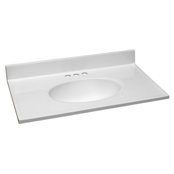 Design House 31 in. Cultured Marble Vanity Top in Solid White with Basin