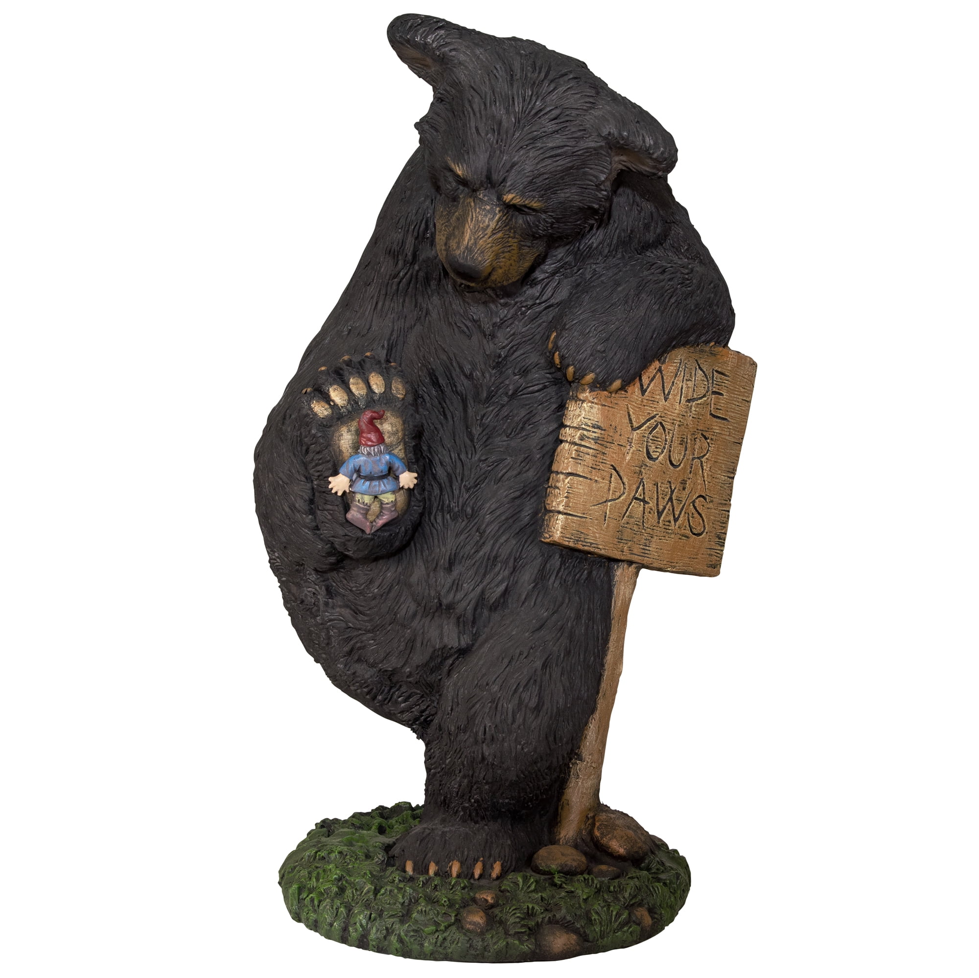 24-Inch Multicolor Resin Bear Figurine with Sign