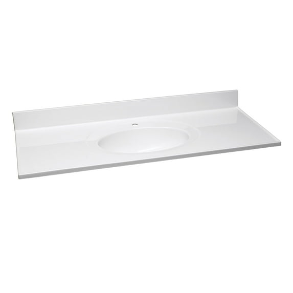 Design House 49 in. Single Faucet Hole Cultured Marble Vanity Top in White on White