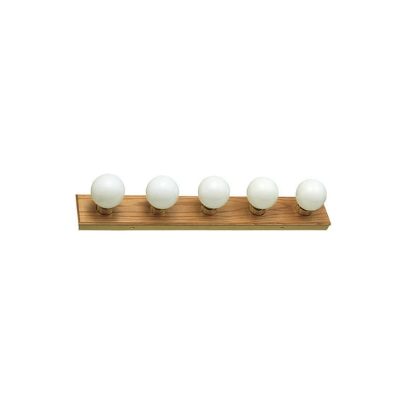 Design House WM550021 5-Light Vanity Strip Light Contemporary Dimmable for Bathroom, Bedroom, Makeup Vanity, Honey Oak