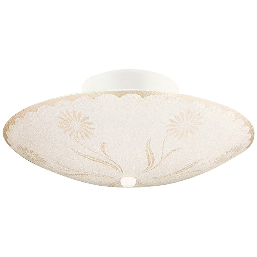 Elegant Floral White Glass Semi Flush Ceiling Light