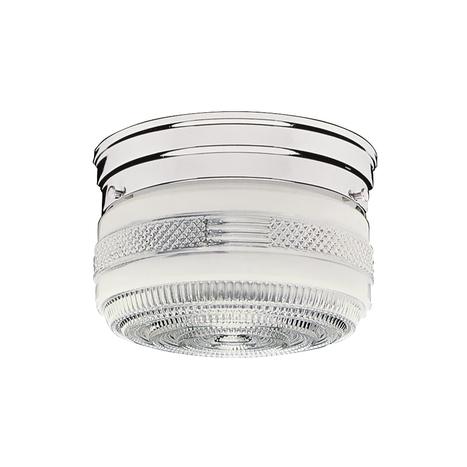 Polished Chrome Glass Drum 2-Light Ceiling Mount