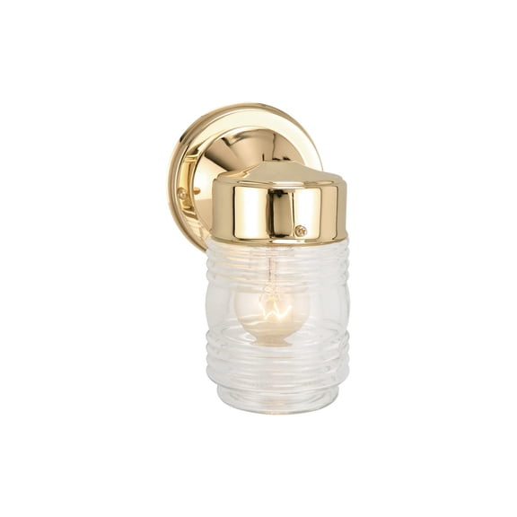 Design House Jelly Jar 1-Light Indoor/Outdoor Wall Sconce Light, Polished Brass