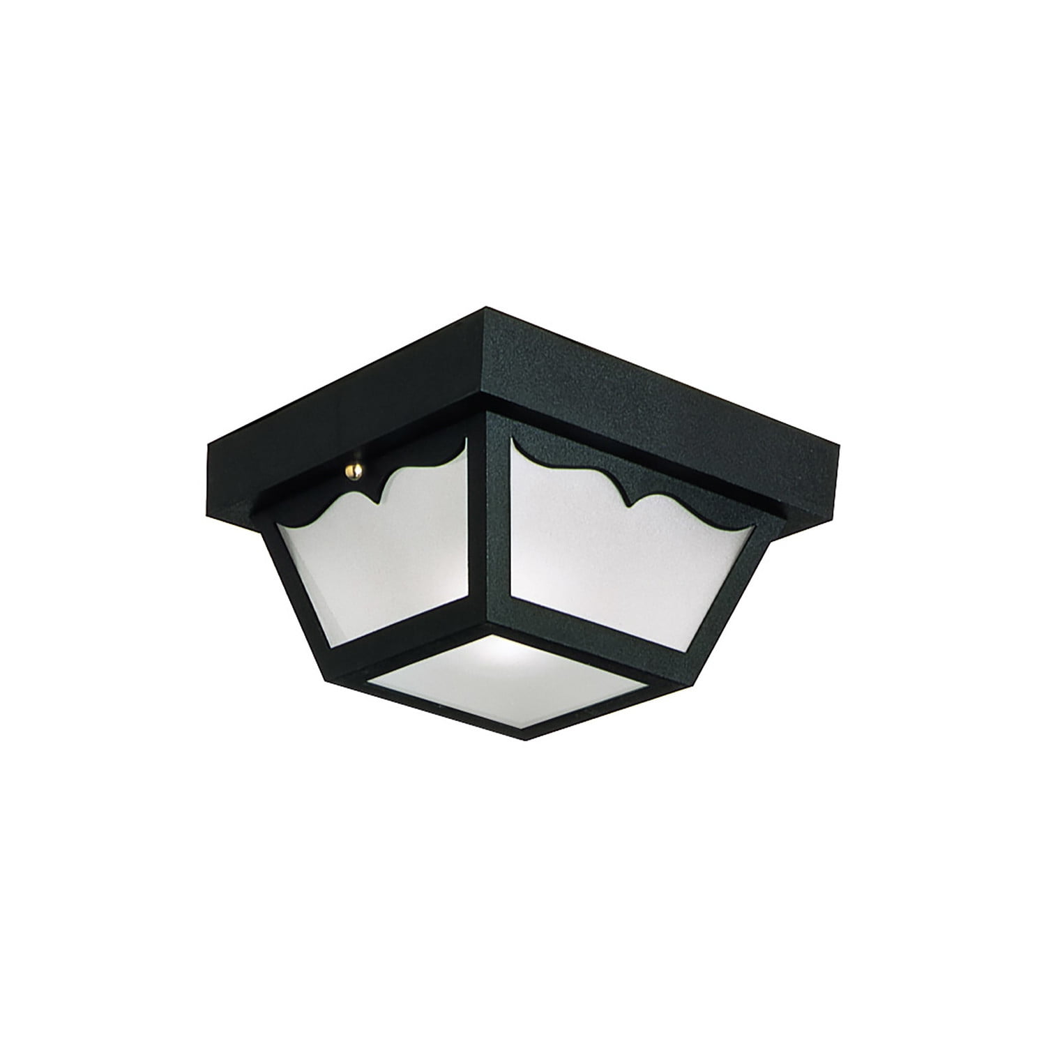 Design House Traditional Black 2-Light Outdoor/Indoor Dimmable Ceiling Light with Frosted Glass