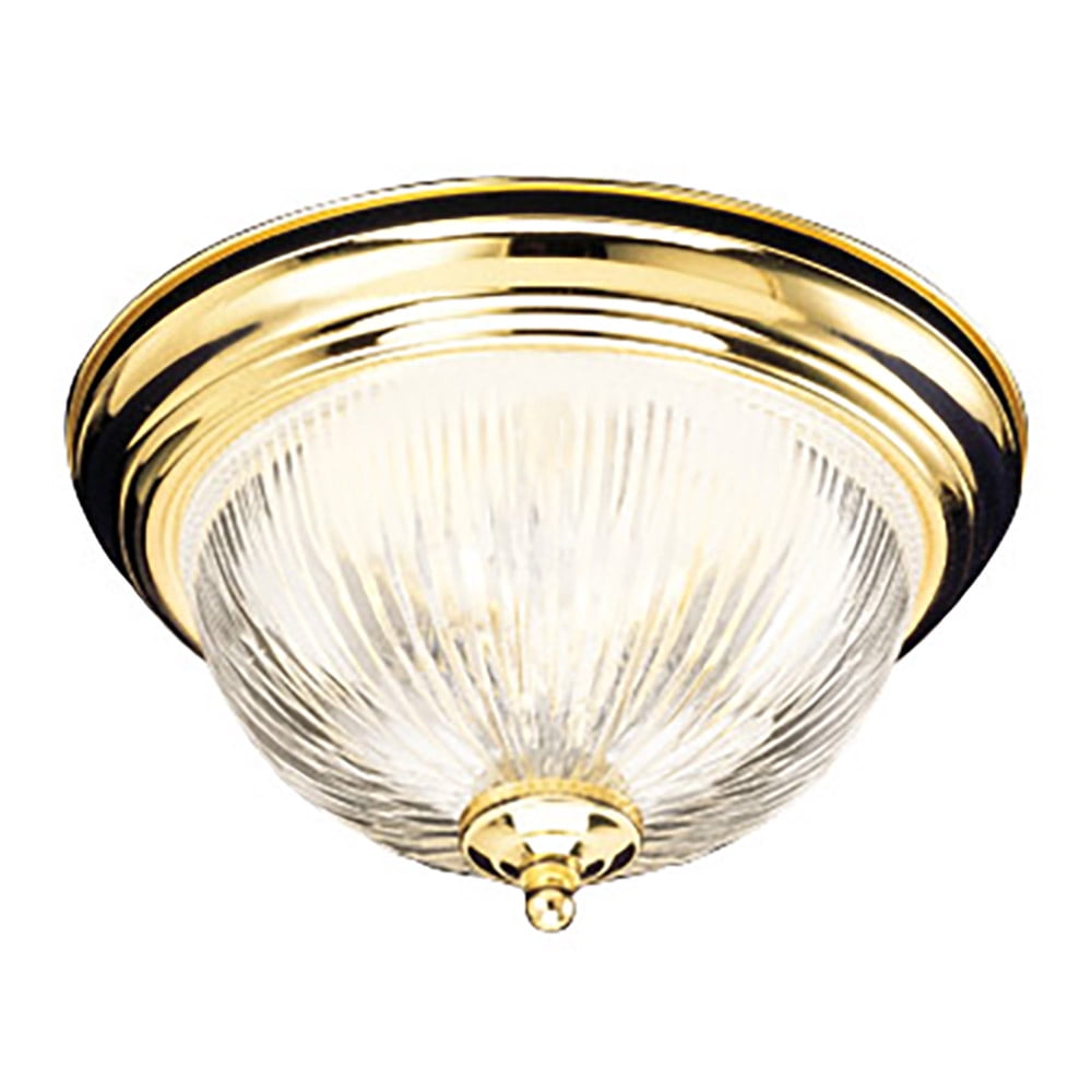 Polished Brass and Glass 13" Indoor/Outdoor Bowl Ceiling Light