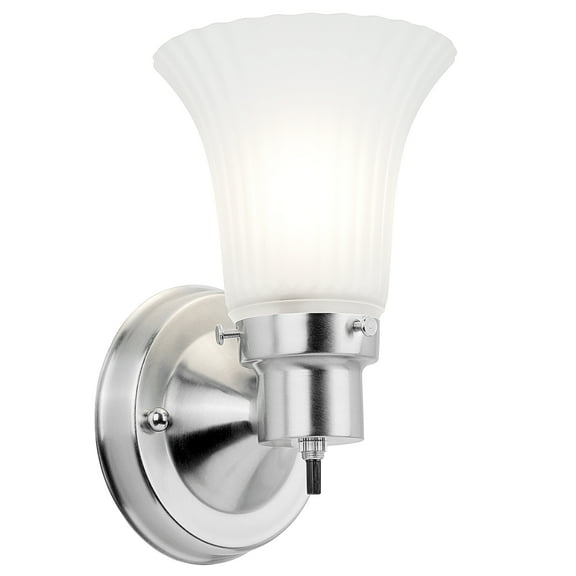 Design House  Village Traditional 1-Light Indoor Dimmable Wall Sconce with Frosted Flute Glass, Satin Nickel