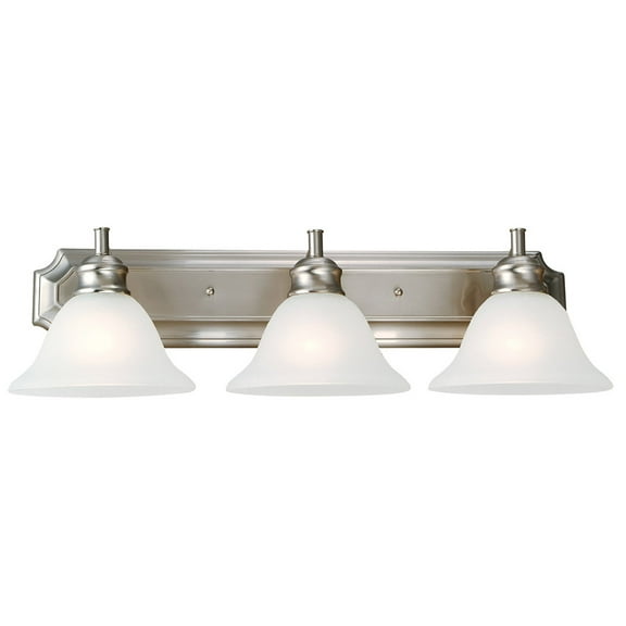 Design House 510263 Bristol Vanity Light Dimmable with Frosted Glass for Above Bathroom Mirror, Satin Nickel, 3-Light