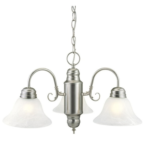 Design House 511543 Millbridge Traditional 3-Light Indoor Dimmable Chandelier with Alabaster Glass Shades for Entryway Foyer Dining Room, Satin Nickel